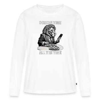 TEMPS D’ÉCRAN DE SMARTPHONE TOUT LE TEMPS - T-shirt manches longues Premium bio Femme - blanc - Devant - Julia (174cm)
