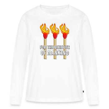 MATCH POUR LES AVANTAGES DE L’HUMANITÉ - T-shirt manches longues Premium bio Femme - blanc - Devant - Julia (174cm)