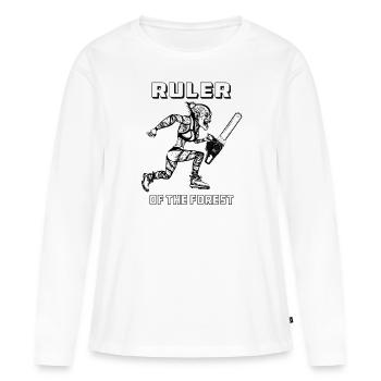 TRONÇONNEUSE BIGFOOD SOUVERAIN DE LA FORÊT - T-shirt manches longues Premium bio Femme - blanc - Devant - Julia (174cm)