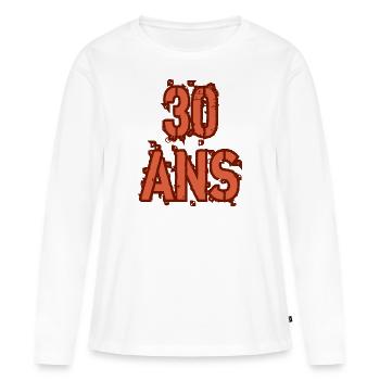 30 ANS - T-shirt manches longues Premium bio Femme - blanc - Devant - Julia (174cm)