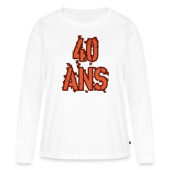 40 ANS - T-shirt manches longues Premium bio Femme - blanc - Devant - Julia (174cm)