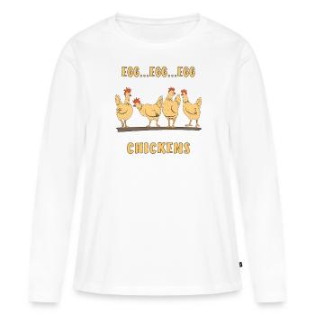 POULE OEUF POULES POULES - T-shirt manches longues Premium bio Femme - blanc - Devant - Julia (174cm)