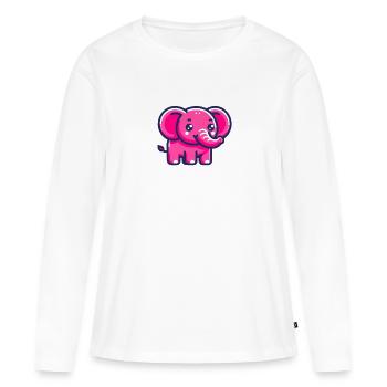 Rétro Pixel Art Éléphant Rose - T-shirt manches longues Premium bio Femme - blanc - Devant - Julia (174cm)