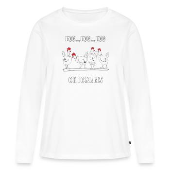POULE OEUF POULES - T-shirt manches longues Premium bio Femme - blanc - Devant - Julia (174cm)