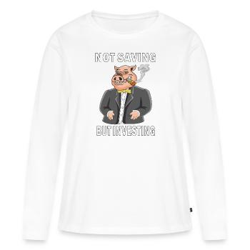 NE PAS ÉPARGNER, MAIS INVESTIR - T-shirt manches longues Premium bio Femme - blanc - Devant - Julia (174cm)