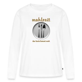 TELLER BESTECK MAHLZEIT - Frauen Premium Bio Langarmshirt - Weiß - Vorne - Julia (174cm)