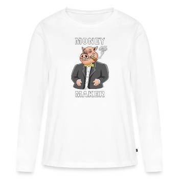 FABRICANT D’ARGENT DE COCHON - T-shirt manches longues Premium bio Femme - blanc - Devant - Julia (174cm)