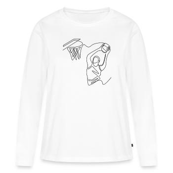 Basket-ball Joueur de basket-ball Slam Dunk Lineart - T-shirt manches longues Premium bio Femme - blanc - Devant - Julia (174cm)