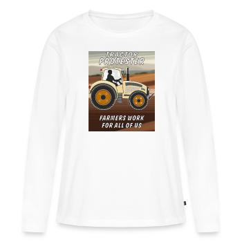 TRACTEUR PROTESTER - T-shirt manches longues Premium bio Femme - blanc - Devant - Julia (174cm)