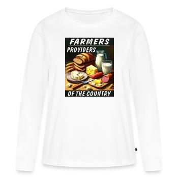 AGRICULTEURS FOURNISSEURS DU PAYS - T-shirt manches longues Premium bio Femme - blanc - Devant - Julia (174cm)