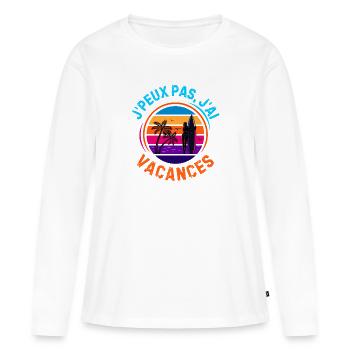 Je ne peux j ai vacances d été surf - T-shirt manches longues Premium bio Femme - blanc - Devant - Julia (174cm)