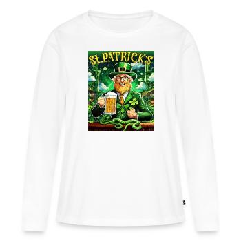 JOUR DE LA SAINT-PATRICK SERPENT BIÈRE TRÈFLE - T-shirt manches longues Premium bio Femme - blanc - Devant - Julia (174cm)