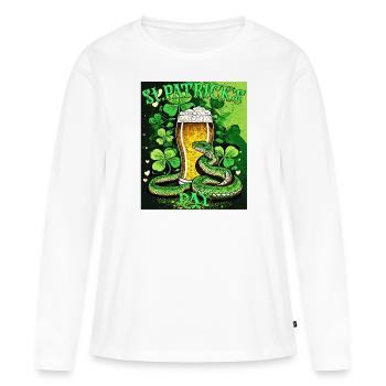 JOUR DE LA SAINT-PATRICK SERPENT BIÈRE TRÈFLE - T-shirt manches longues Premium bio Femme - blanc - Devant - Julia (174cm)