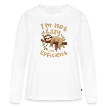 Drôle de paresseux paresseux Je ne suis pas paresseux, juste efficace - T-shirt manches longues Premium bio Femme - blanc - Devant - Julia (174cm)