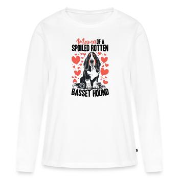 Race de chien maman d’un chien de basset pourri gâté - T-shirt manches longues Premium bio Femme - blanc - Devant - Julia (174cm)