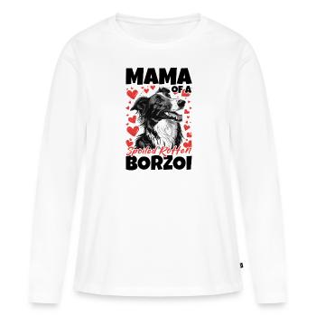 Barzoï race de chien Maman d’un barzoï pourri gâté - T-shirt manches longues Premium bio Femme - blanc - Devant - Julia (174cm)