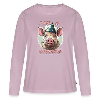 Pig Carnival I AM A UNICORN - Women's Premium Organic Long Sleeve Shirt - dusky pink - Front - Julia (174cm)