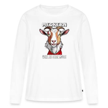 LA CHÈVRE SE PLAINT PARCE QU’IL LE FAUT - T-shirt manches longues Premium bio Femme - blanc - Devant - Julia (174cm)