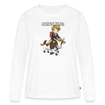 VACHE D’ÉCOLIER - T-shirt manches longues Premium bio Femme - blanc - Devant - Julia (174cm)