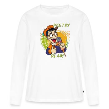 MANN MIKROFON POETRY SLAM - Frauen Premium Bio Langarmshirt - Weiß - Vorne - Julia (174cm)