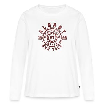 Albany, État de New York | New York Travel & Souvinier Gift - T-shirt manches longues Premium bio Femme - blanc - Devant - Julia (174cm)