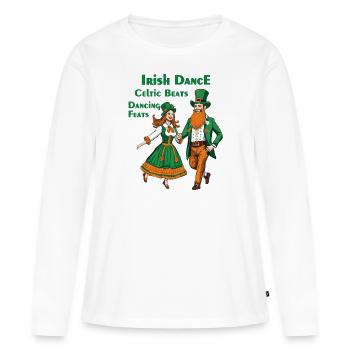 IRISH DANCE CELTIC BEATS DANCING FEATS - Frauen Premium Bio Langarmshirt - Weiß - Vorne - Julia (174cm)