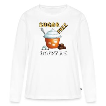SANS SUCRE HAPPY ME - T-shirt manches longues Premium bio Femme - blanc - Devant - Julia (174cm)