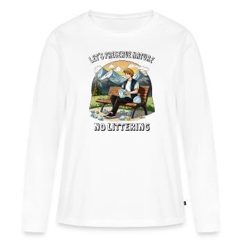 PRÉSERVEZ LA NATURE, PAS DE DÉCHETS - T-shirt manches longues Premium bio Femme - blanc - Devant - Julia (174cm)