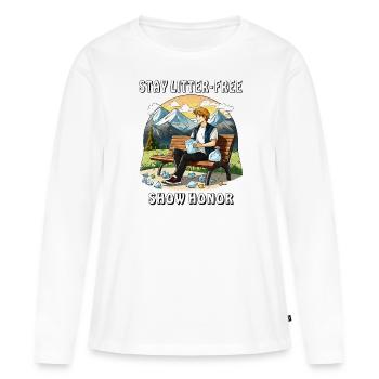 ABFALL STAY LITTER-FREE SHOW HONOR - Frauen Premium Bio Langarmshirt - Weiß - Vorne - Julia (174cm)