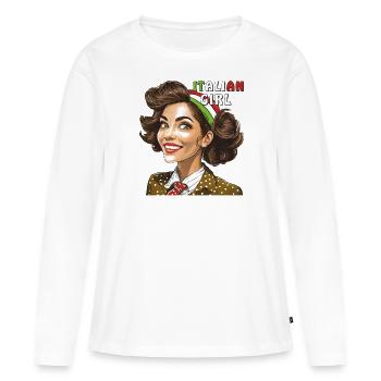 FEMME ITALIE FILLE ITALIENNE - T-shirt manches longues Premium bio Femme - blanc - Devant - Julia (174cm)