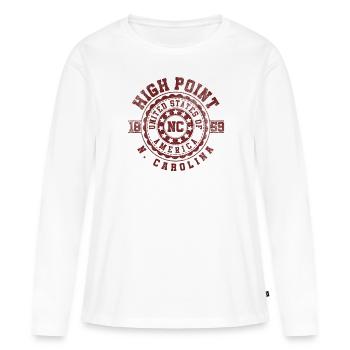 Point culminant NC | Cadeau de voyage en Caroline du Nord - T-shirt manches longues Premium bio Femme - blanc - Devant - Julia (174cm)