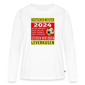 CHAMPION D’ALLEMAGNE LEVERKUSEN - T-shirt manches longues Premium bio Femme - blanc - Devant - Julia (174cm)