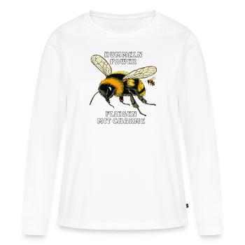 LA PUISSANCE DES BOURDONS VOLE AVEC CHARME - T-shirt manches longues Premium bio Femme - blanc - Devant - Julia (174cm)