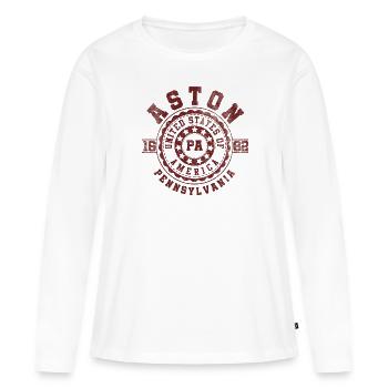Aston PA | Pennsylvanie - & Cadeau - T-shirt manches longues Premium bio Femme - blanc - Devant - Julia (174cm)