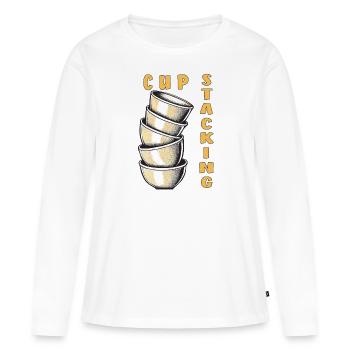 EMPILAGE DE GOBELETS - T-shirt manches longues Premium bio Femme - blanc - Devant - Julia (174cm)