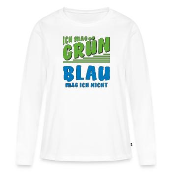 J’AIME LE VERT, JE N’AIME PAS LE BLEU - T-shirt manches longues Premium bio Femme - blanc - Devant - Julia (174cm)
