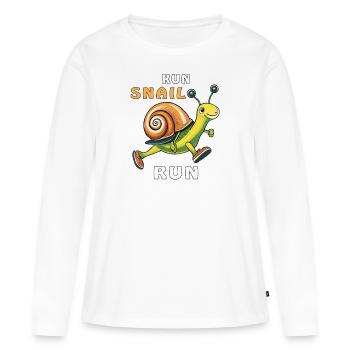 SCHNECKE RUN SNAIL RUN - T-shirt manches longues Premium bio Femme - blanc - Devant - Julia (174cm)