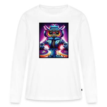 Plateau OWL - T-shirt manches longues Premium bio Femme - blanc - Devant - Julia (174cm)