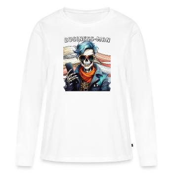 SKELETON MAN BUSINESS MAN - Women's Premium Organic Long Sleeve Shirt - white - Front - Julia (174cm)