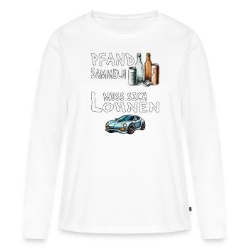 PFAND SAMMELN MUSS SICH LOHNEN - Frauen Premium Bio Langarmshirt - Weiß - Vorne - Julia (174cm)