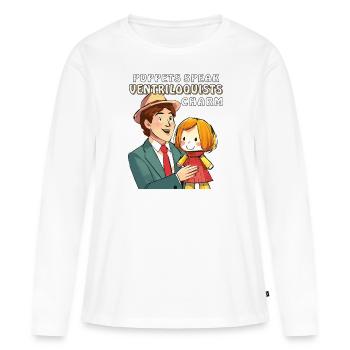 BAUCHREDNER PUPPETS SPEAK VENTRILOQUISTS - Frauen Premium Bio Langarmshirt - Weiß - Vorne - Julia (174cm)