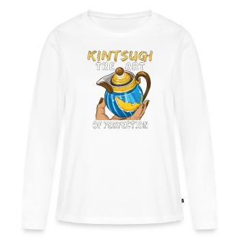 KINTSUGI L’ART DE LA PERFECTION - T-shirt manches longues Premium bio Femme - blanc - Devant - Julia (174cm)