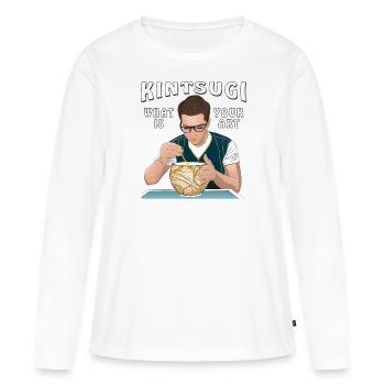 KINTSUGI QUEL EST VOTRE ART - T-shirt manches longues Premium bio Femme - blanc - Devant - Julia (174cm)