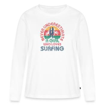 Surfer girl - Women's Premium Organic Long Sleeve Shirt - white - Front - Julia (174cm)