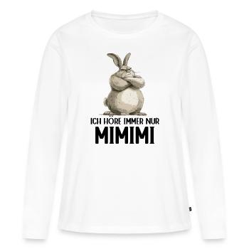 Lapin Lapin J’entends toujours Mimimi - T-shirt manches longues Premium bio Femme - blanc - Devant - Julia (174cm)