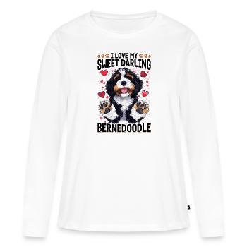 Bernedoodle Chien Race J’Aime Mon Doux Darling - T-shirt manches longues Premium bio Femme - blanc - Devant - Julia (174cm)