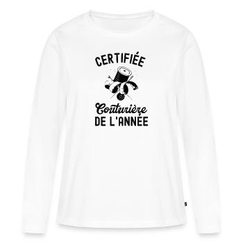 Couture couturière de l année - T-shirt manches longues Premium bio Femme - blanc - Devant - Julia (174cm)
