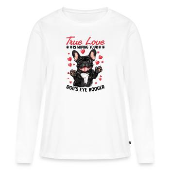 Bouledogue Français Frechie Race de chien True Love - T-shirt manches longues Premium bio Femme - blanc - Devant - Julia (174cm)