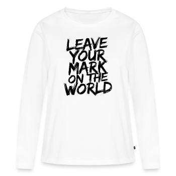 Laissez votre marque sur le monde - T-shirt manches longues Premium bio Femme - blanc - Devant - Julia (174cm)