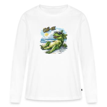 Chill-ex - T-shirt manches longues Premium bio Femme - blanc - Devant - Julia (174cm)